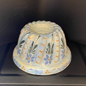 Bundt Cake Pan 4.5" Tall 8" Diameter Hand painted Vintage Ceramic